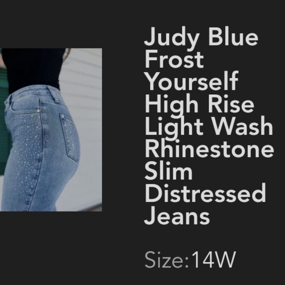 Judy Blue Frost Yourself High Rise Light Wash Rhinestone Slim Distressed Jeans